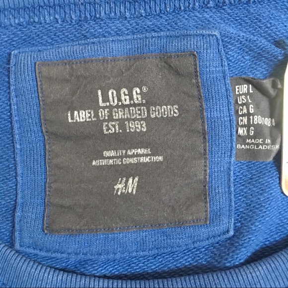 H&M LOGG blue sweatshirt (size Large) - Picture 4 of 4